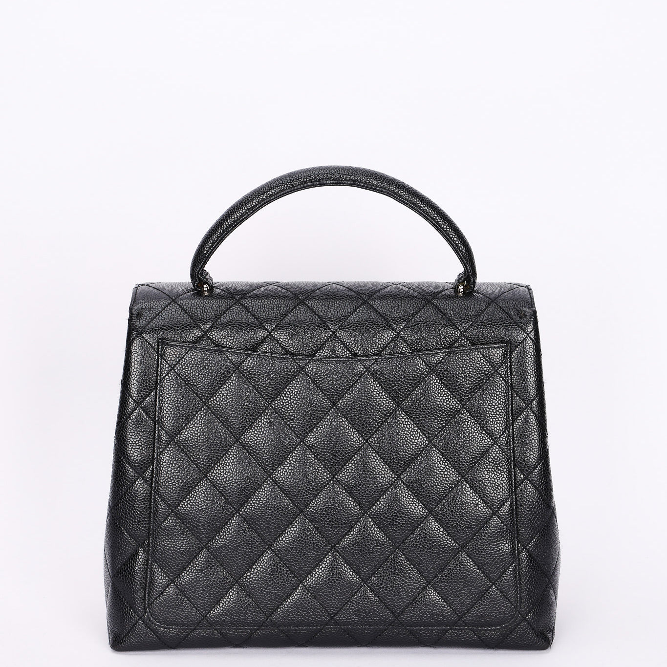 Chanel Kelly Turnlock Top Handle Bag Black Caviar SHW