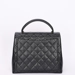 Chanel Kelly Turnlock Top Handle Bag Black Caviar SHW