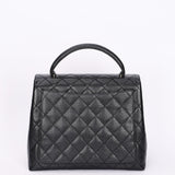 Chanel Kelly Turnlock Top Handle Bag Black Caviar SHW