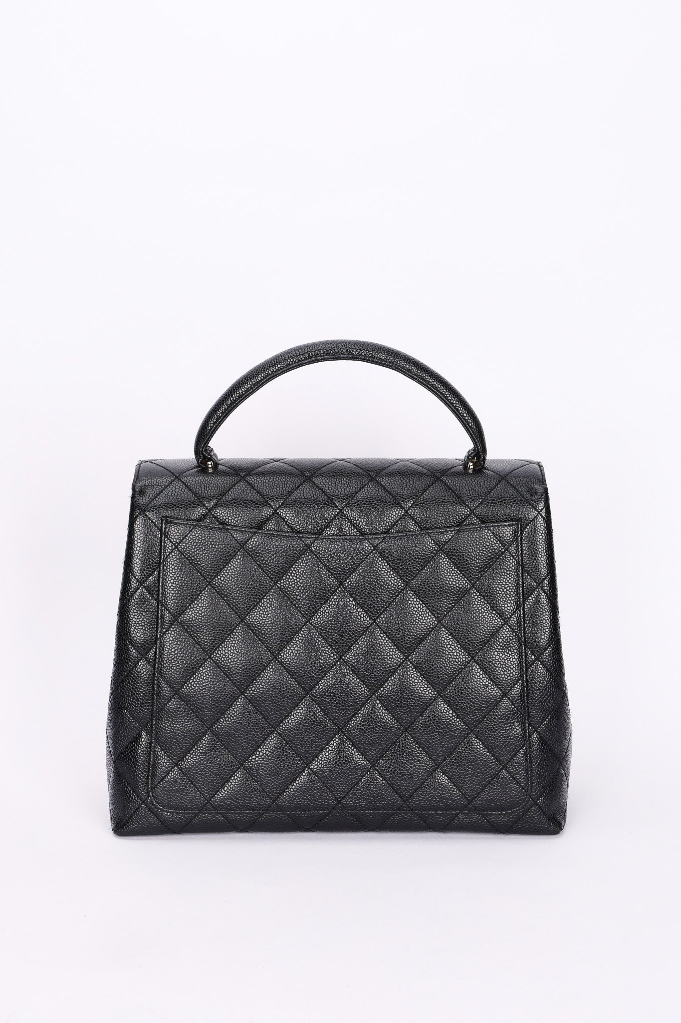 Chanel Kelly Turnlock Top Handle Bag Black Caviar SHW