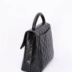Chanel Kelly Turnlock Top Handle Bag Black Caviar SHW