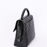 Chanel Kelly Turnlock Top Handle Bag Black Caviar SHW