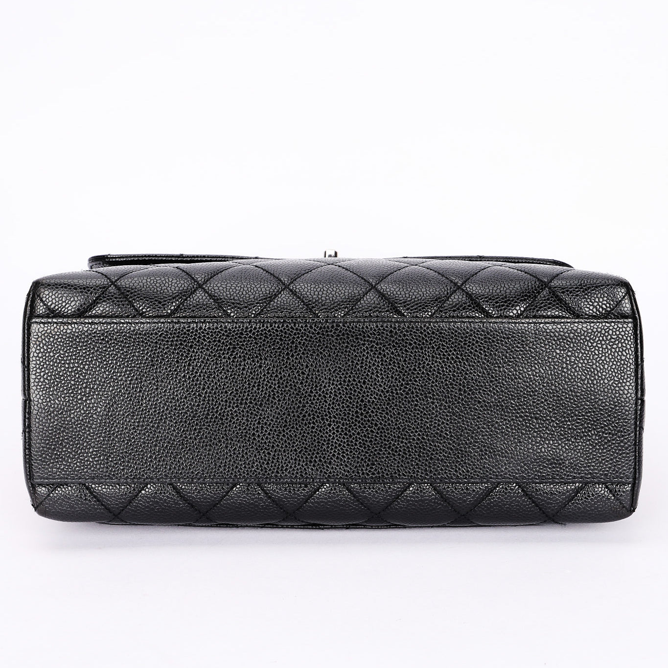 Chanel Kelly Turnlock Top Handle Bag Black Caviar SHW