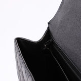 Chanel Kelly Turnlock Top Handle Bag Black Caviar SHW