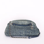 Chanel Just Mademoiselle Denim Camellia Bowler Bag SHW
