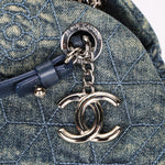 Chanel Just Mademoiselle Denim Camellia Bowler Bag SHW