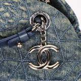 Chanel Just Mademoiselle Denim Camellia Bowler Bag SHW