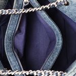 Chanel Just Mademoiselle Denim Camellia Bowler Bag SHW