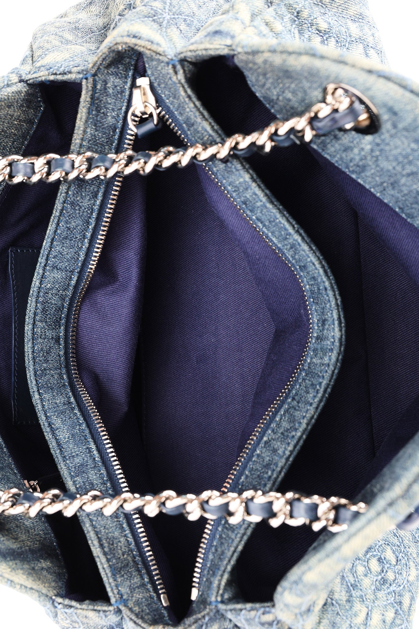 Chanel Just Mademoiselle Denim Camellia Bowler Bag SHW