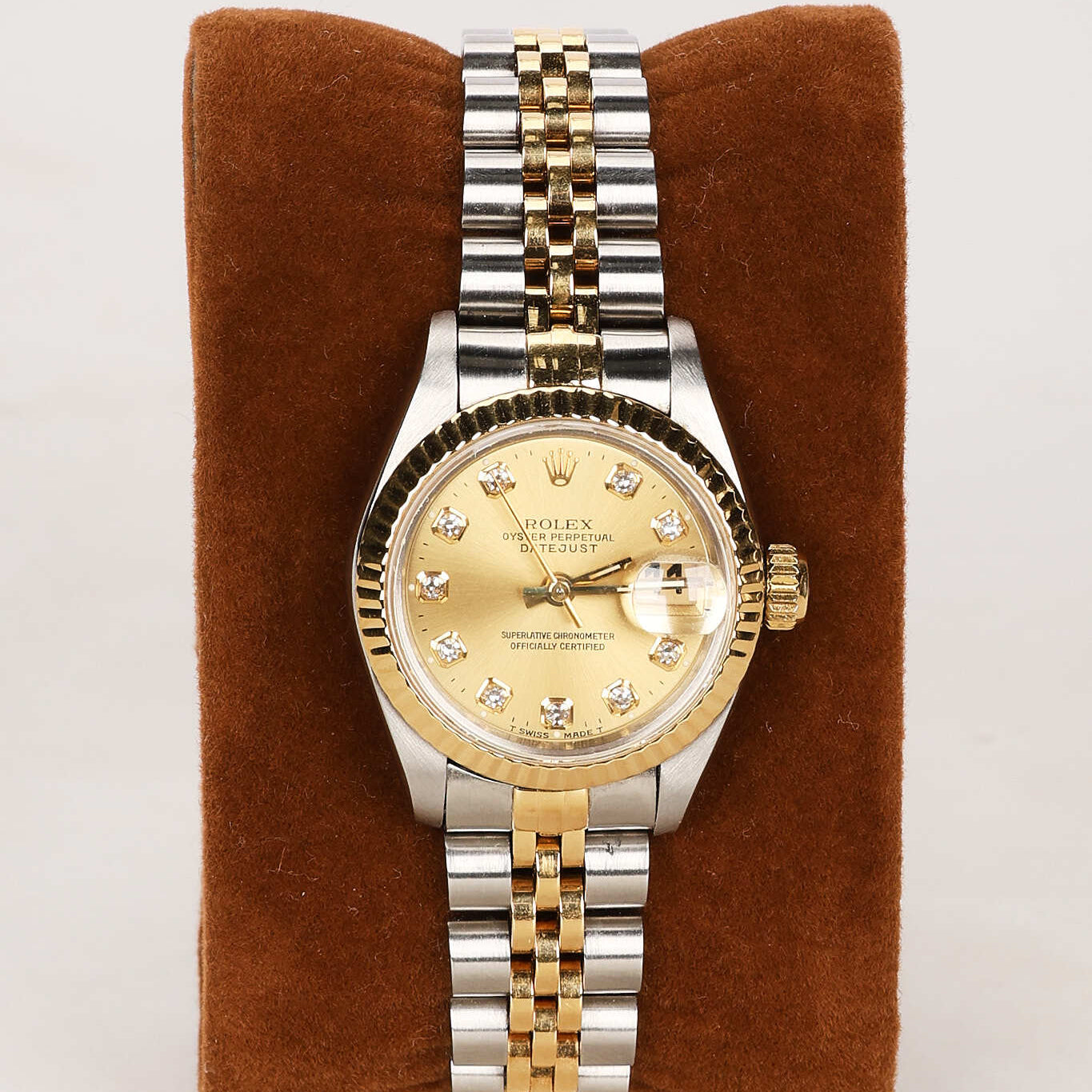 Rolex Datejust Champagne Diamond Dial Fluted Bezel Two-Tone Jubilee Bracelet 26mm