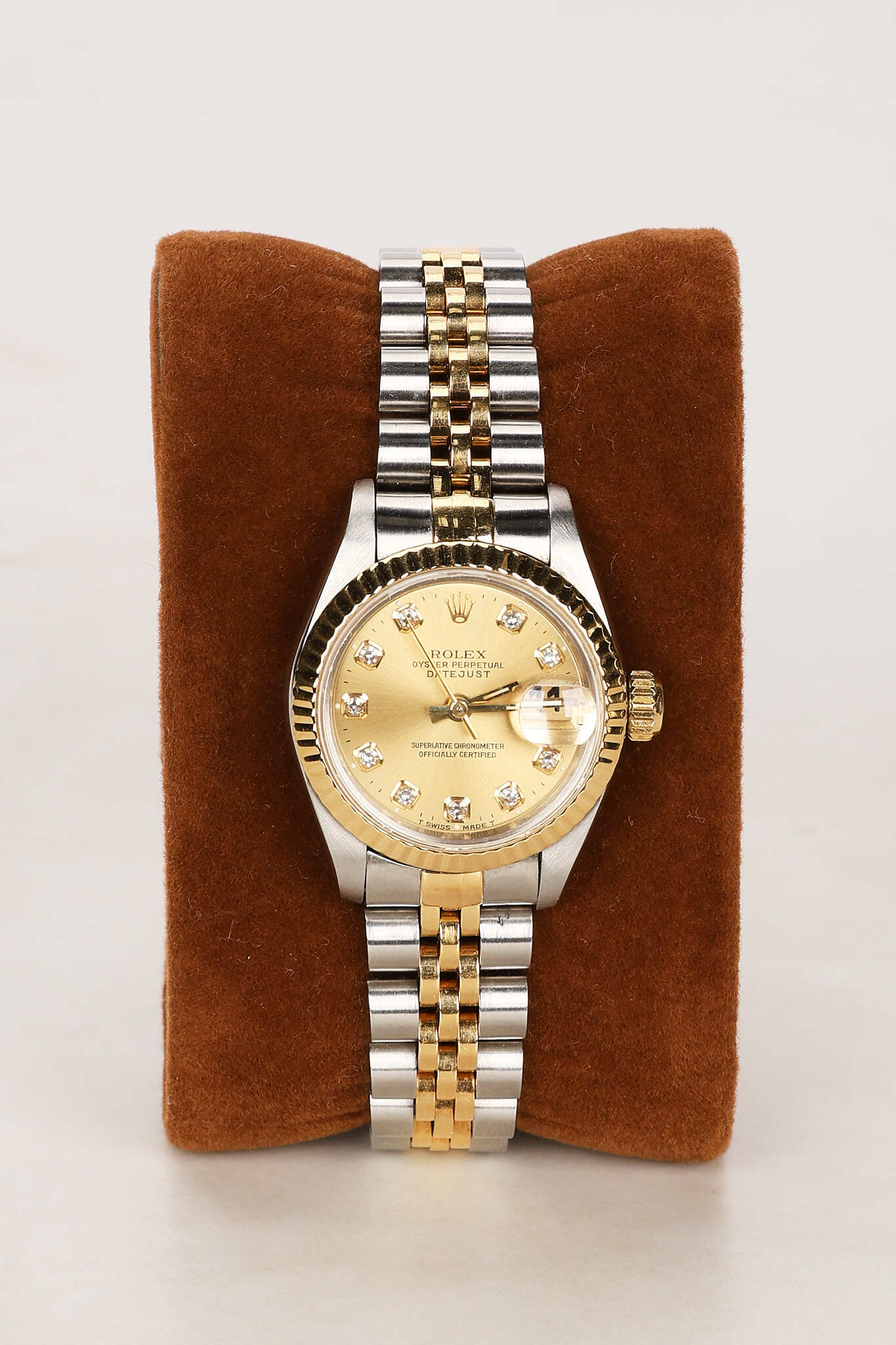 Rolex Datejust Champagne Diamond Dial Fluted Bezel Two-Tone Jubilee Bracelet 26mm