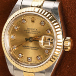 Rolex Datejust Champagne Diamond Dial Fluted Bezel Two-Tone Jubilee Bracelet 26mm