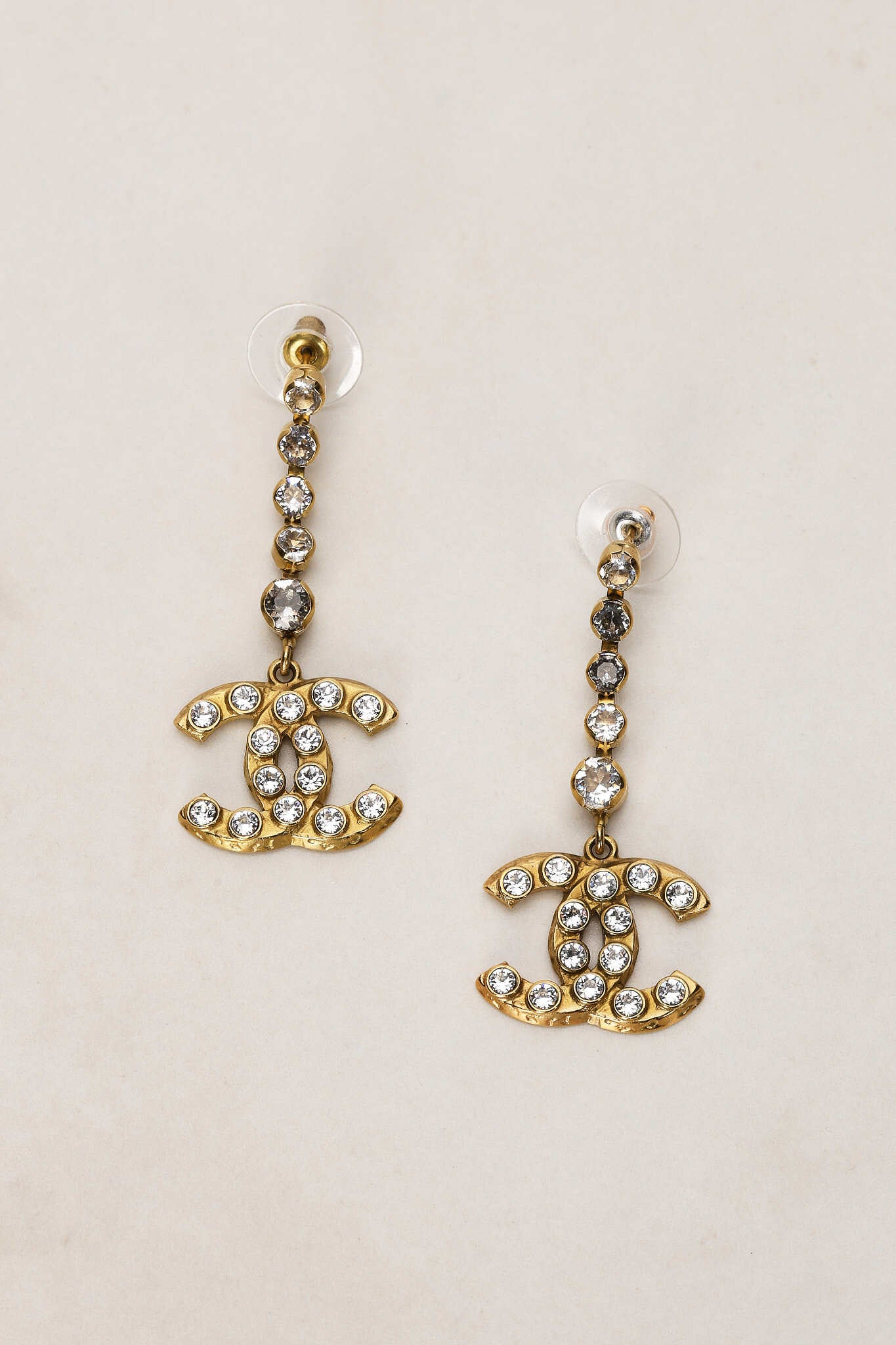 Chanel 2020 CC Crystal Drop Earrings