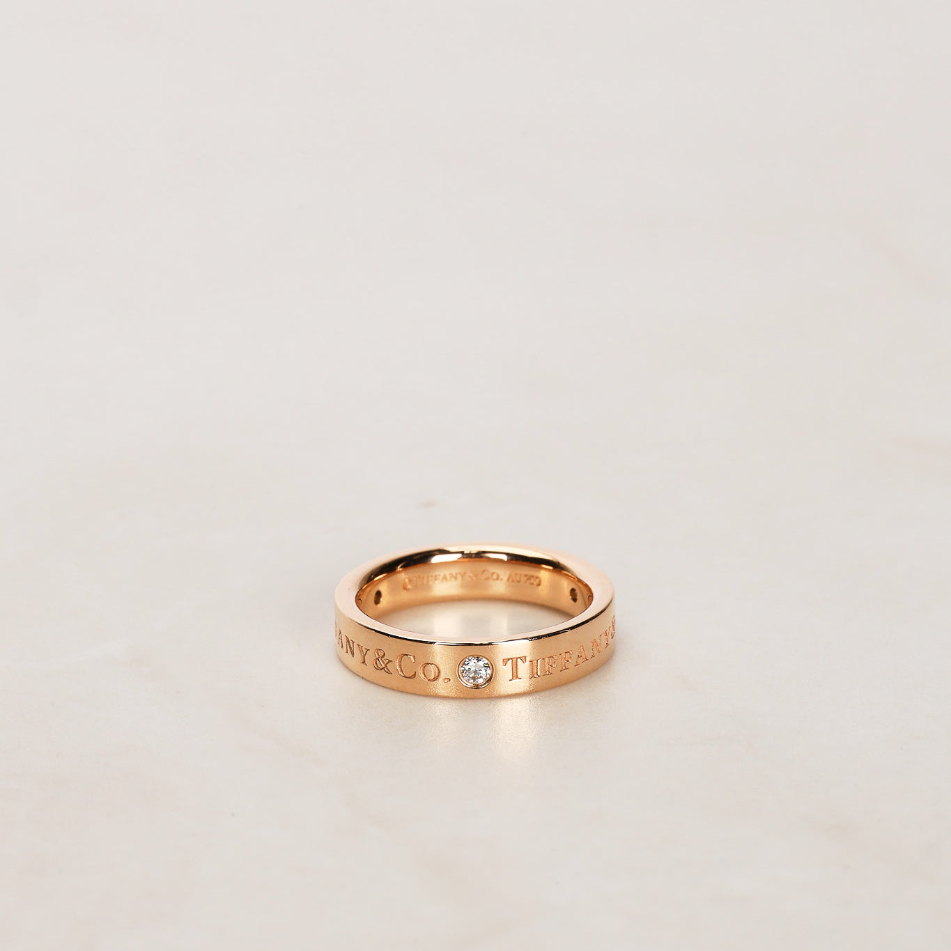 Tiffany & Co 18K Rose Gold and Diamond Band Ring, Size US 4