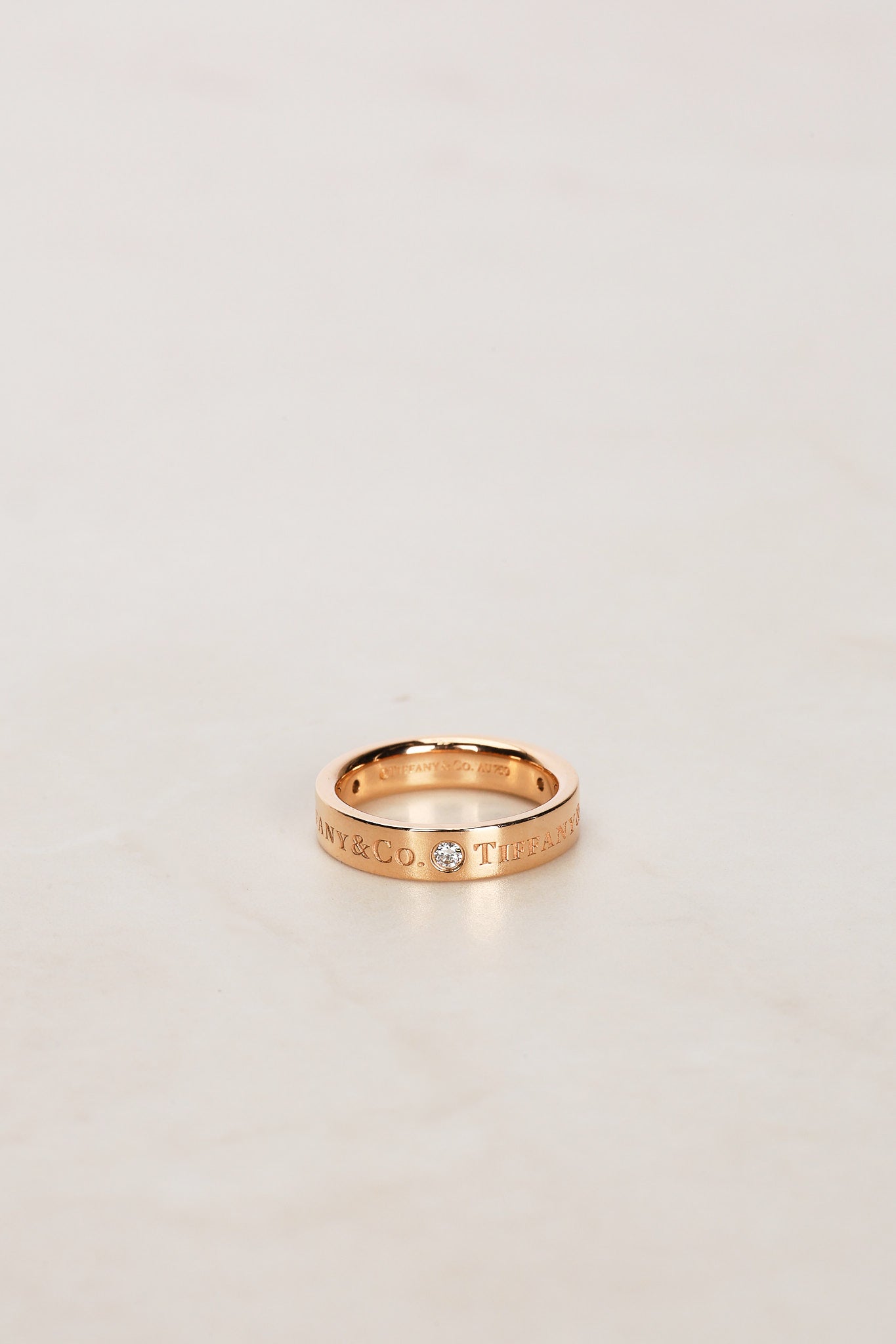 Tiffany & Co 18K Rose Gold and Diamond Band Ring, Size US 4