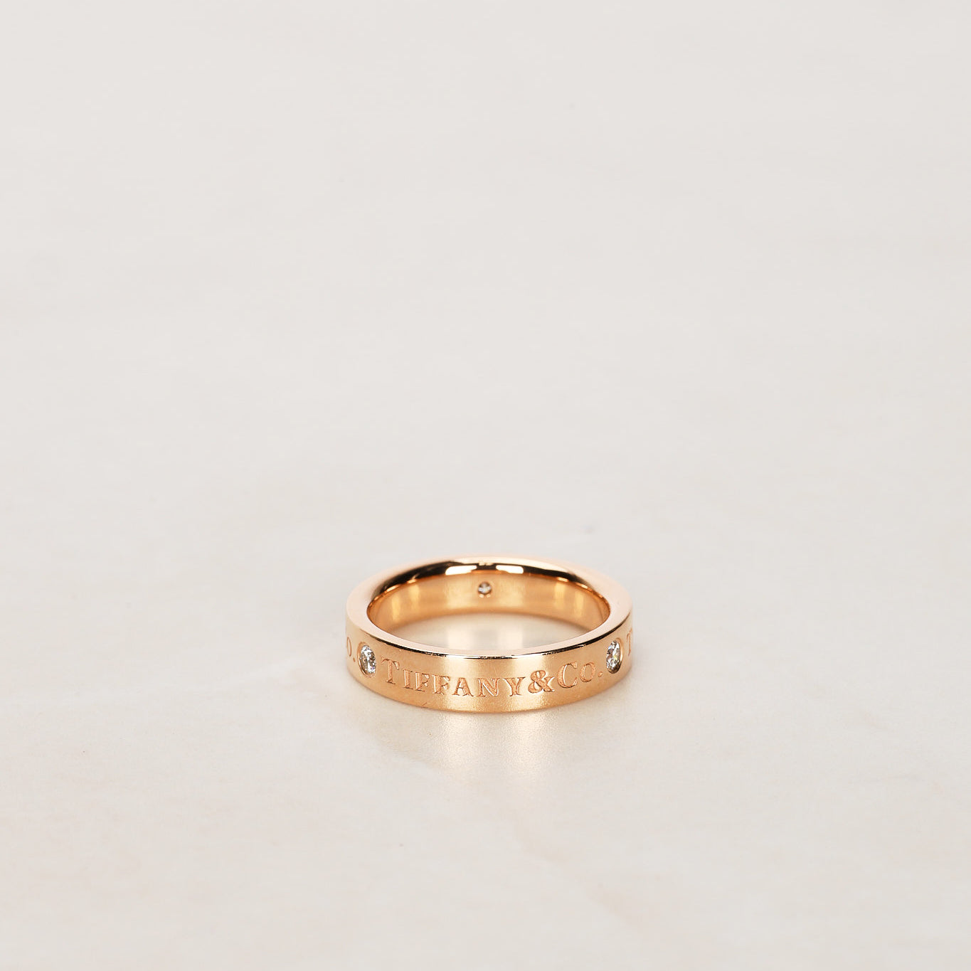 Tiffany & Co 18K Rose Gold and Diamond Band Ring, Size US 4