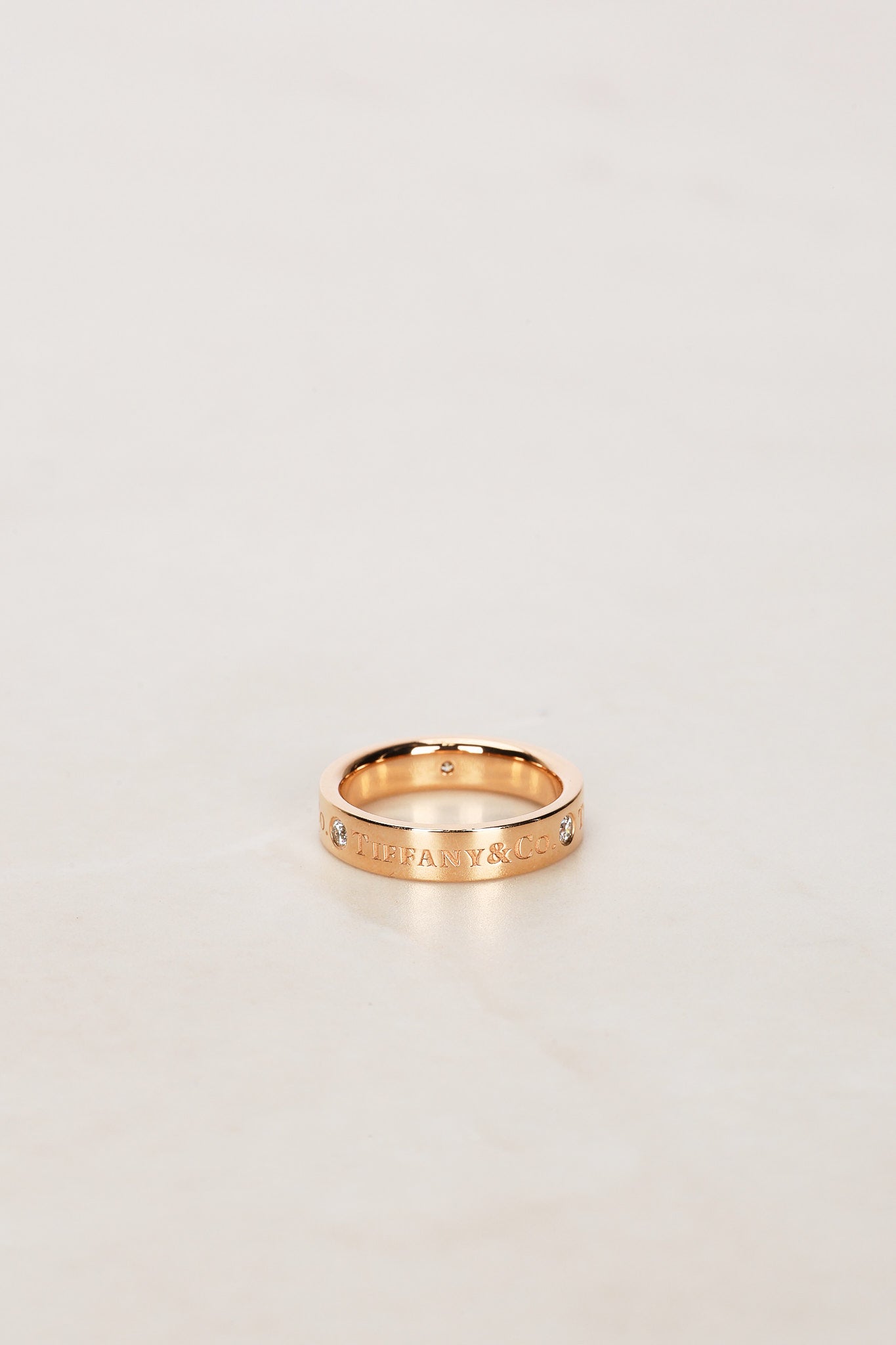 Tiffany & Co 18K Rose Gold and Diamond Band Ring, Size US 4