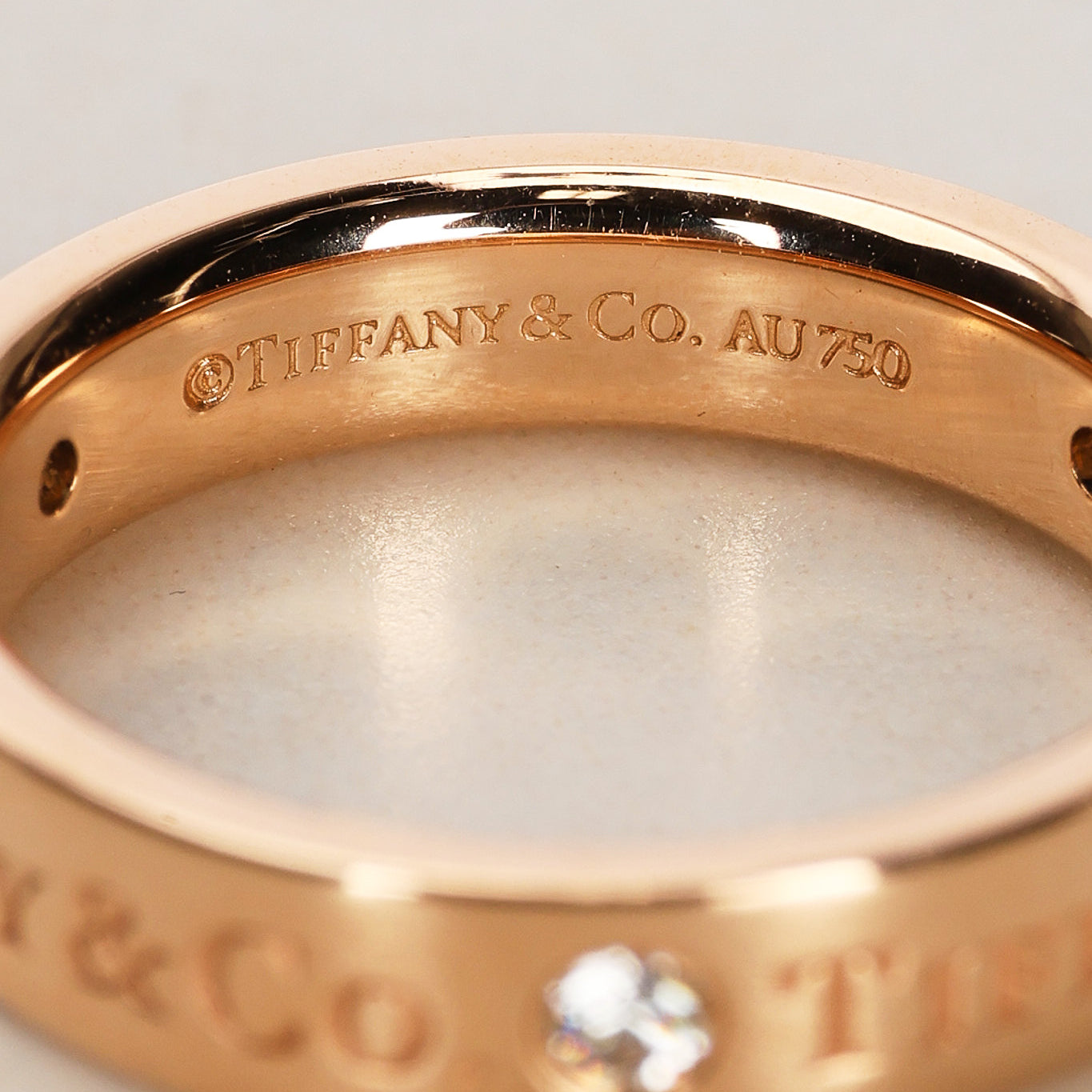 Tiffany & Co 18K Rose Gold and Diamond Band Ring, Size US 4