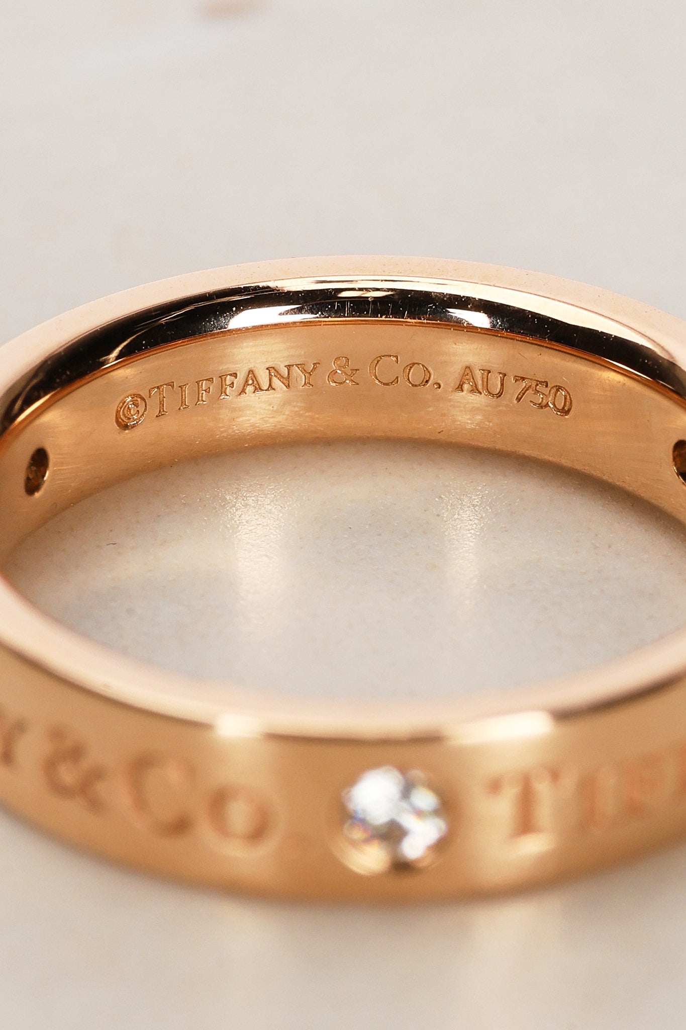 Tiffany & Co 18K Rose Gold and Diamond Band Ring, Size US 4