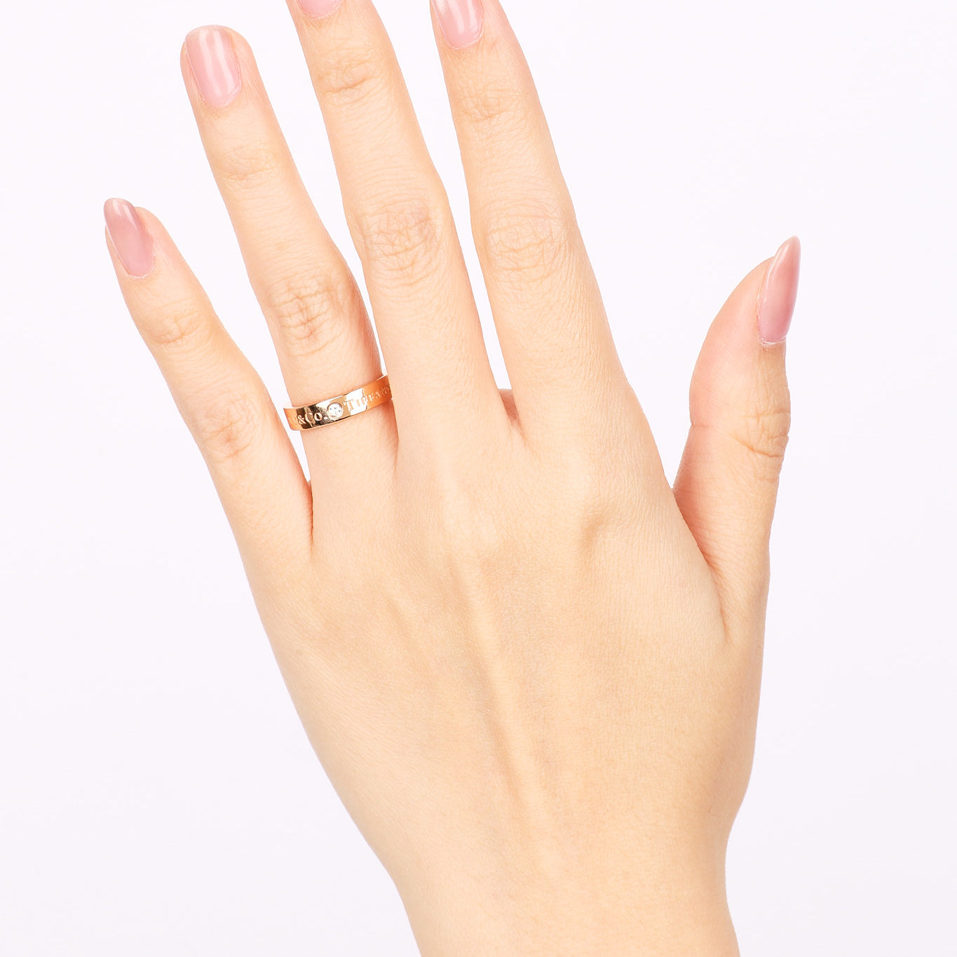 Tiffany & Co 18K Rose Gold and Diamond Band Ring, Size US 4