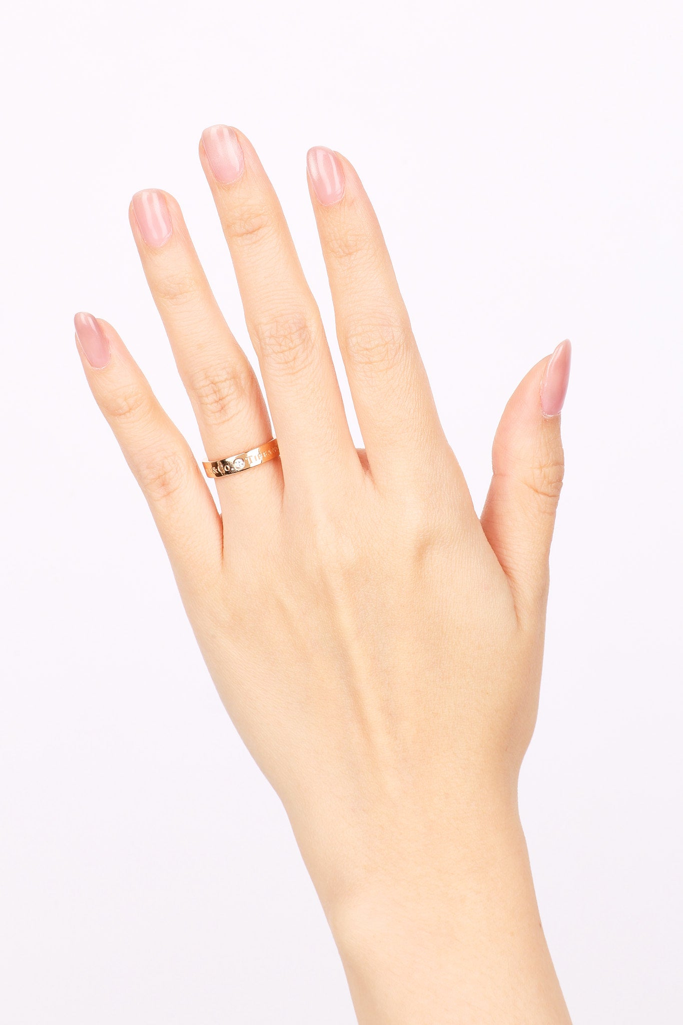 Tiffany & Co 18K Rose Gold and Diamond Band Ring, Size US 4