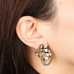 Chanel 2002 CC Flap Motif Earrings 24K GP