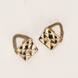 Chanel 2002 CC Flap Motif Earrings 24K GP