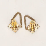 Chanel 2002 CC Flap Motif Earrings 24K GP