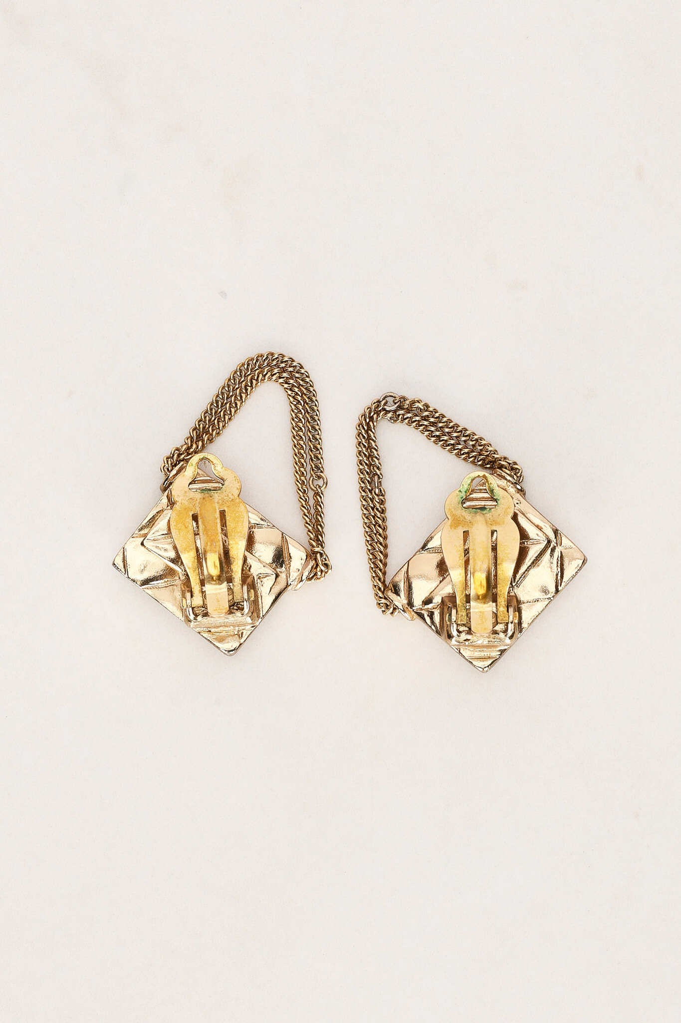 Chanel 2002 CC Flap Motif Earrings 24K GP