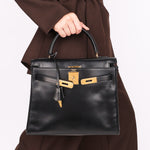 Hermès Kelly 28 Noir Box 1977 GHW