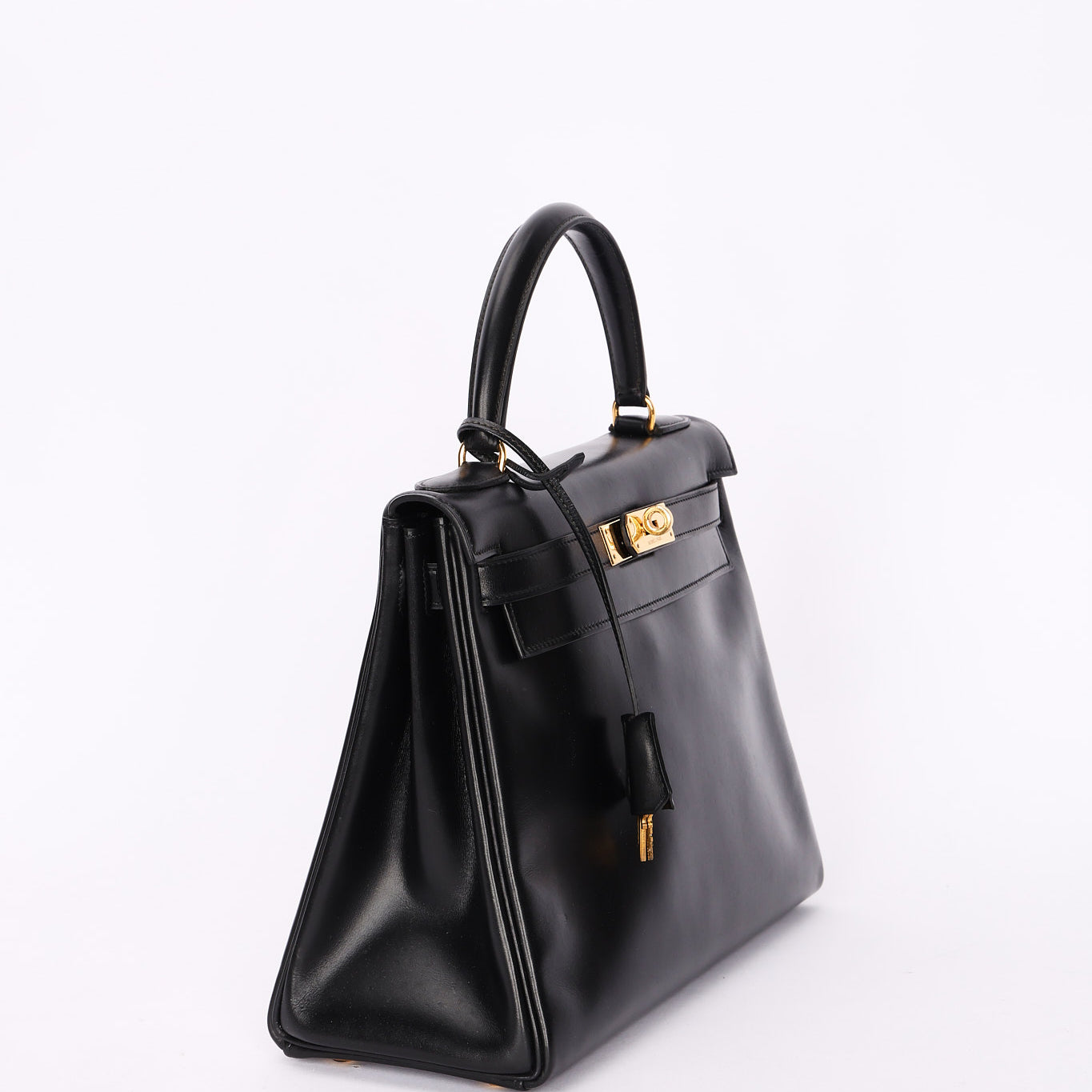 Hermès Kelly 28 Noir Box 1977 GHW