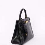 Hermès Kelly 28 Noir Box 1977 GHW