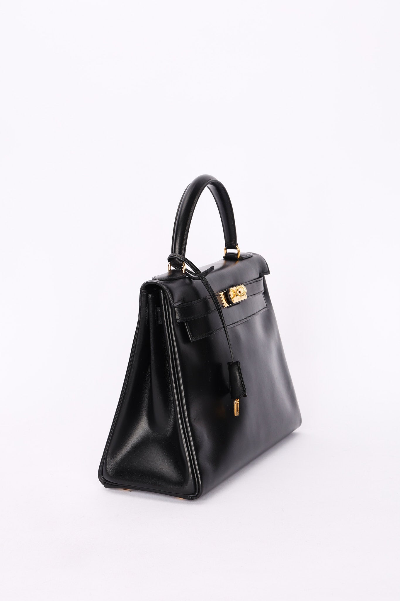Hermès Kelly 28 Noir Box 1977 GHW