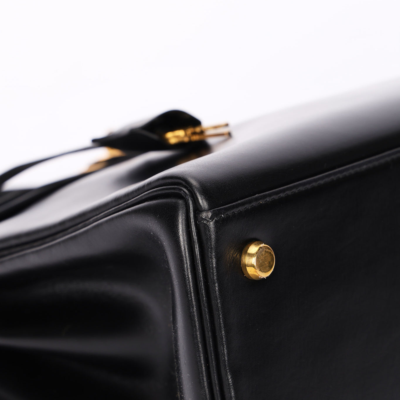 Hermès Kelly 28 Noir Box 1977 GHW