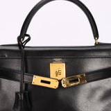 Hermès Kelly 28 Noir Box 1977 GHW
