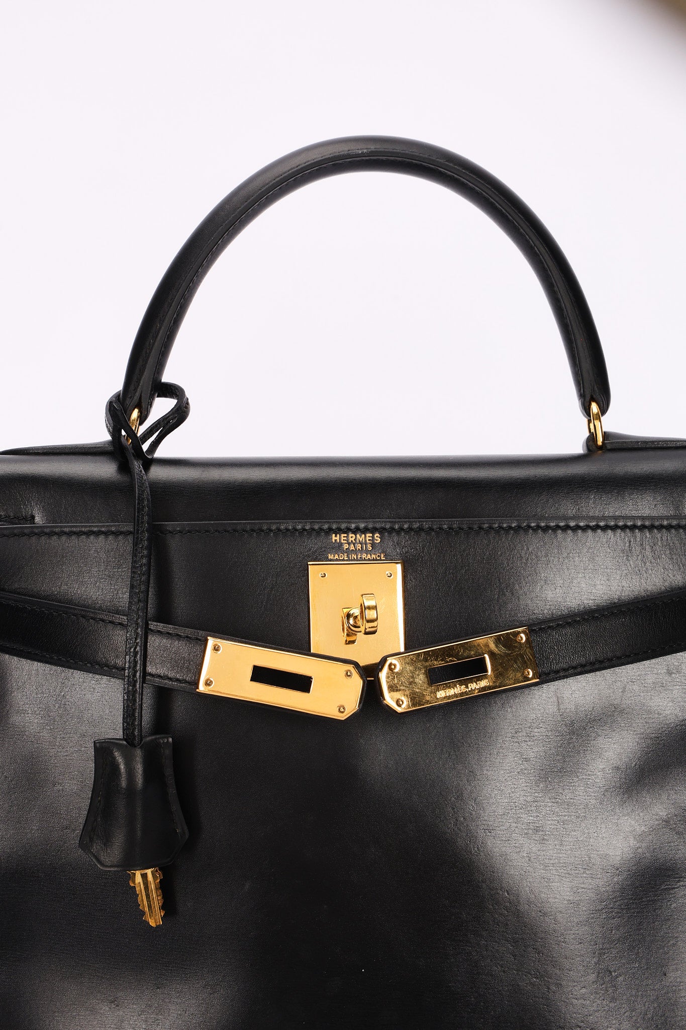 Hermès Kelly 28 Noir Box 1977 GHW