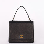 Chanel Turnlock Top Handle Bag Black Calfskin AGHW