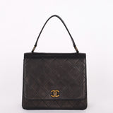 Chanel Turnlock Top Handle Bag Black Calfskin AGHW