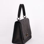 Chanel Turnlock Top Handle Bag Black Calfskin AGHW