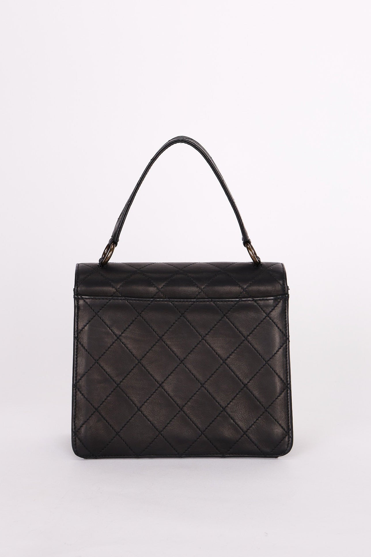 Chanel Turnlock Top Handle Bag Black Calfskin AGHW