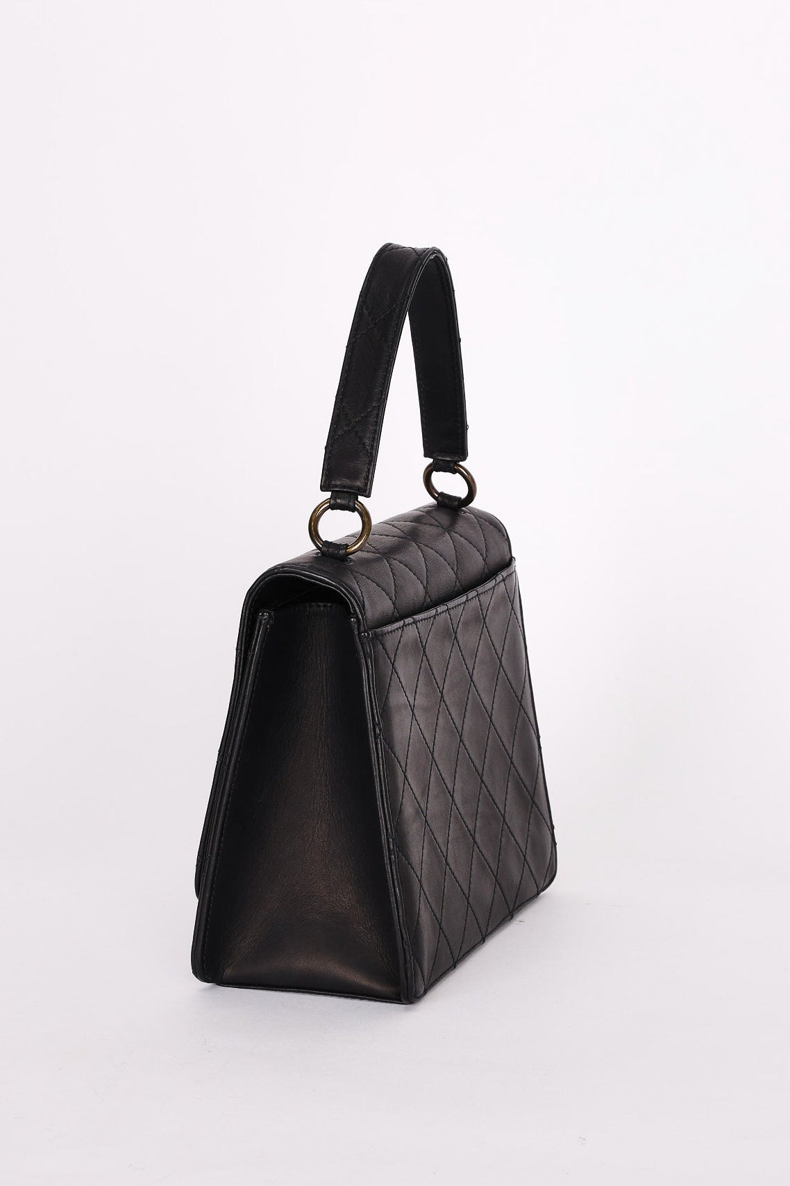 Chanel Turnlock Top Handle Bag Black Calfskin AGHW
