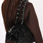 Chanel Jacquard Chain Print Bowling Bag Black (material) SHW