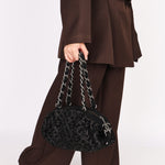 Chanel Jacquard Chain Print Bowling Bag Black (material) SHW