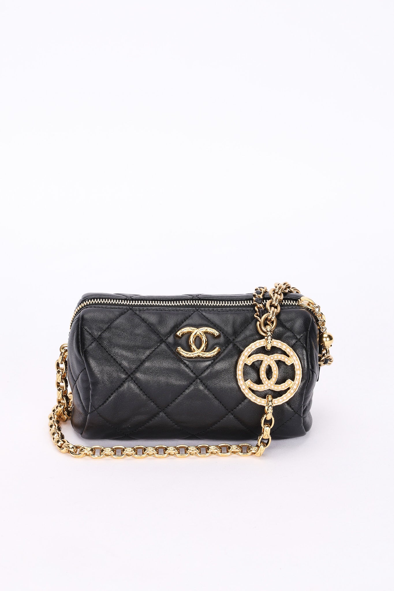 Chanel Mini Barrel Bag with Bijoux Chain Black Lambskin GHW