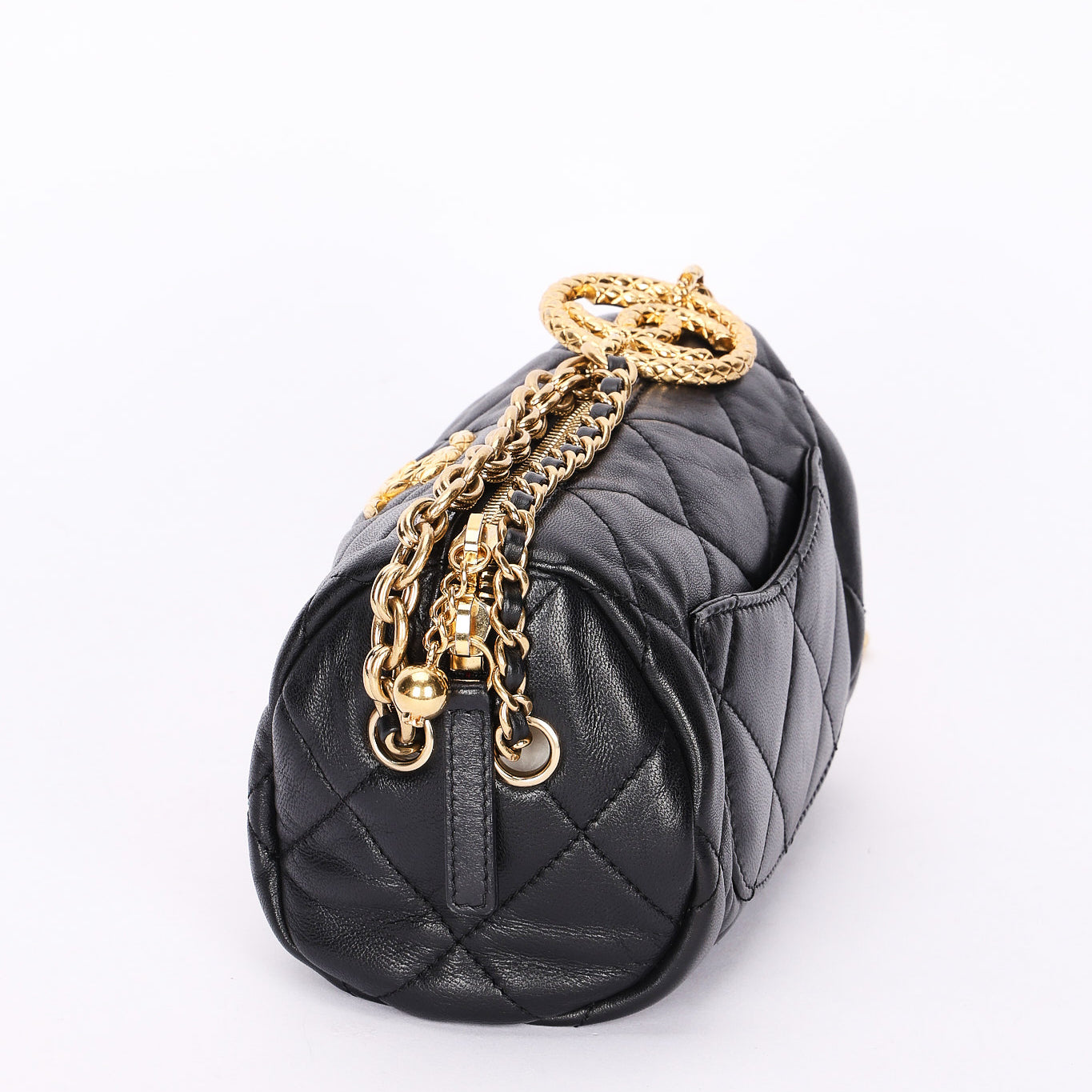 Chanel Mini Barrel Bag with Bijoux Chain Black Lambskin GHW