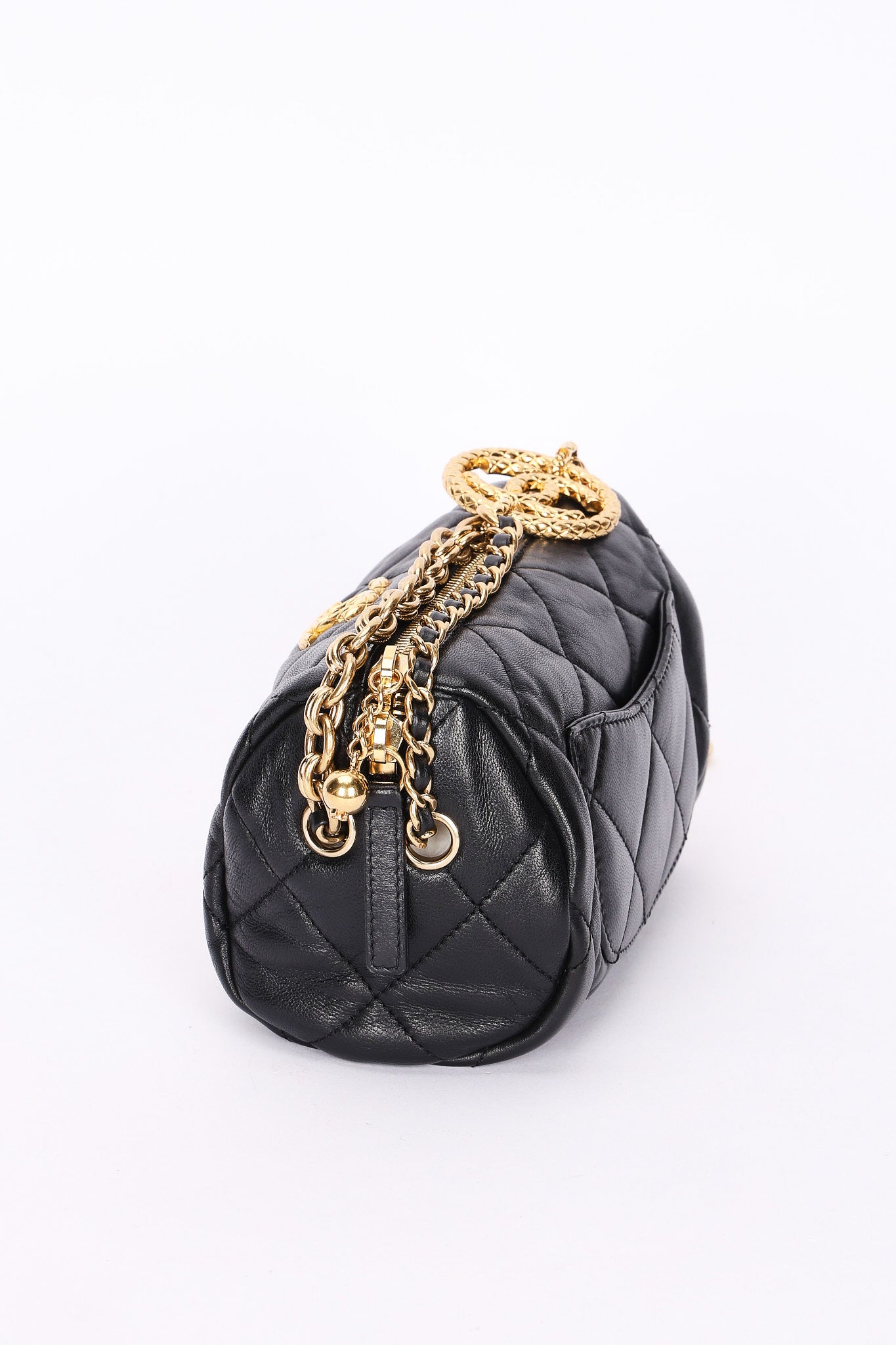 Chanel Mini Barrel Bag with Bijoux Chain Black Lambskin GHW