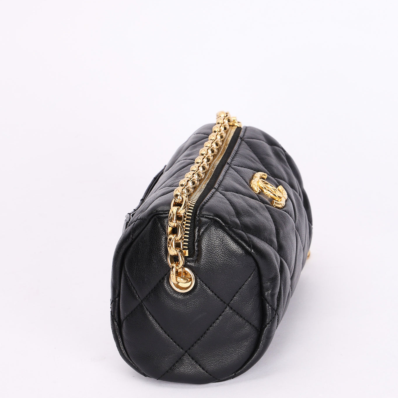 Chanel Mini Barrel Bag with Bijoux Chain Black Lambskin GHW