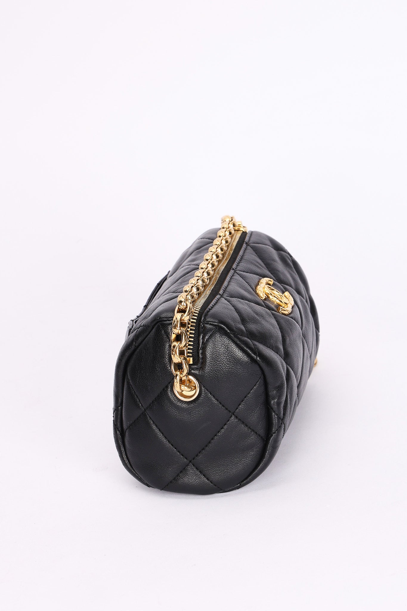Chanel Mini Barrel Bag with Bijoux Chain Black Lambskin GHW