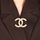 Chanel 2013 Champagne Pearl CC Brooch