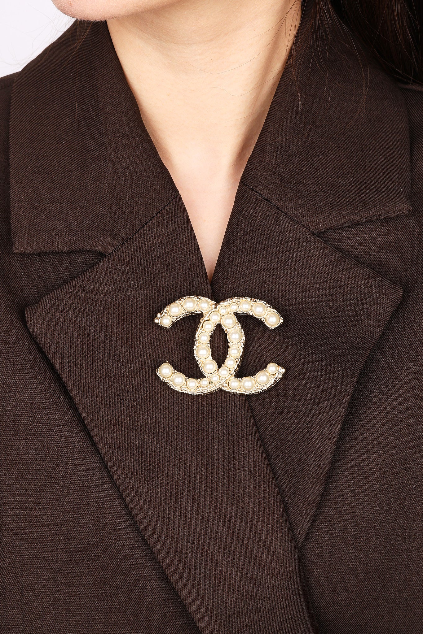 Chanel 2013 Champagne Pearl CC Brooch
